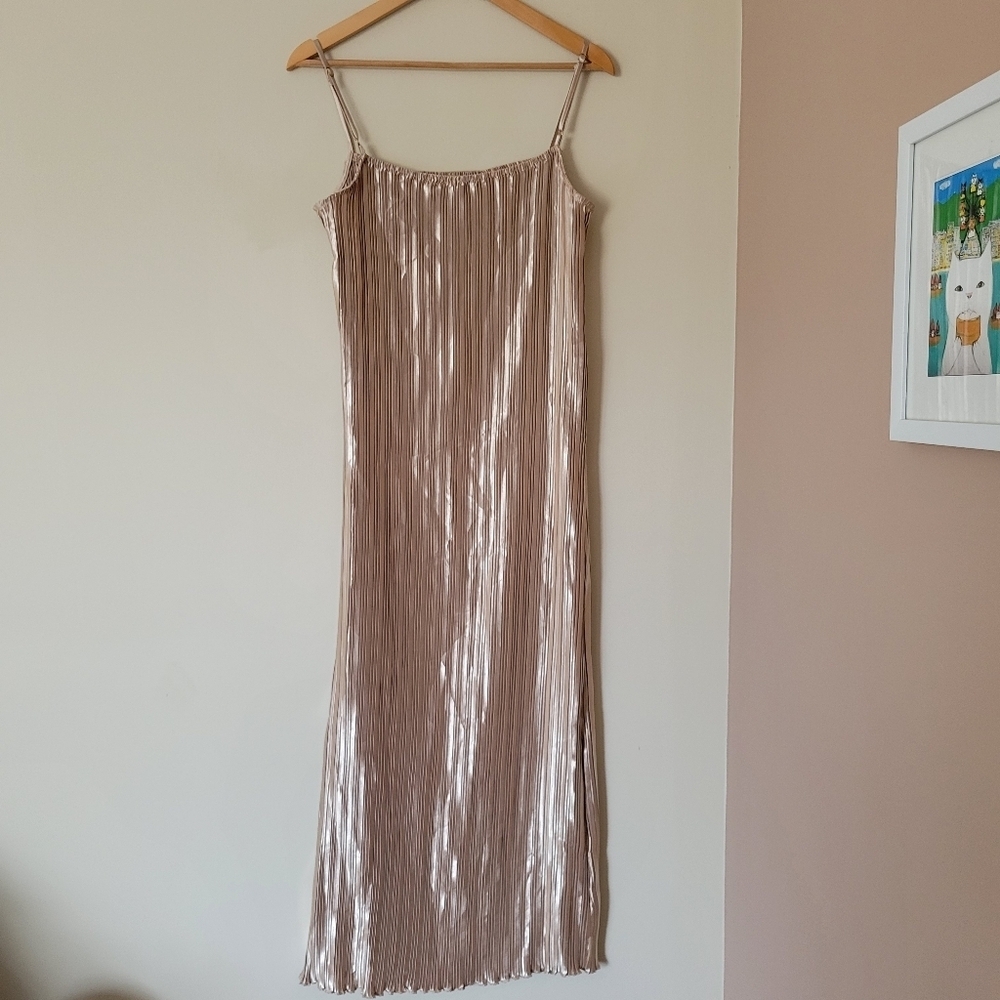 Petal & Pup Metallic Gold Striped Maxi Dress - Picture 9 of 11